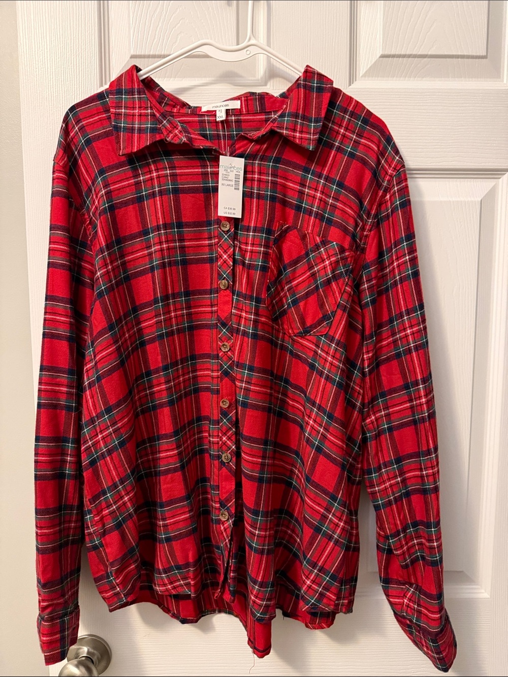 Maurices Red Plaid Button-Down Shirt